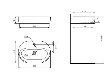 Накладная раковина Акватон Одри 62 1WH501710 фото