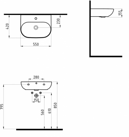 Раковина Bien Vokha MDLS05501FD1W3000 55x42 фото