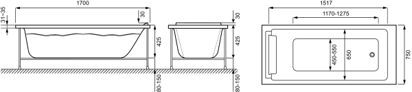 Акриловая ванна Jacob Delafon Spacio E6D161RU-00 170х75 фото