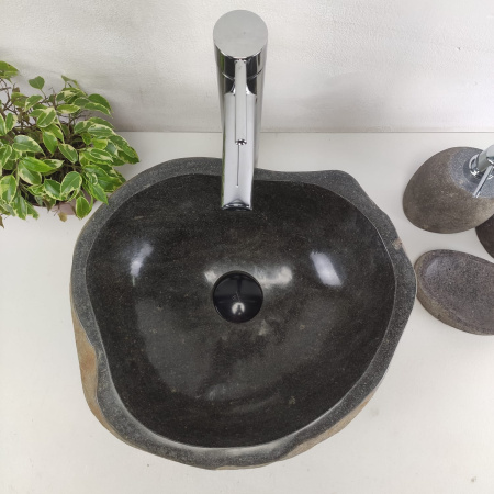 Накладная раковина из речного камня RS0956 (42*37*15) фото