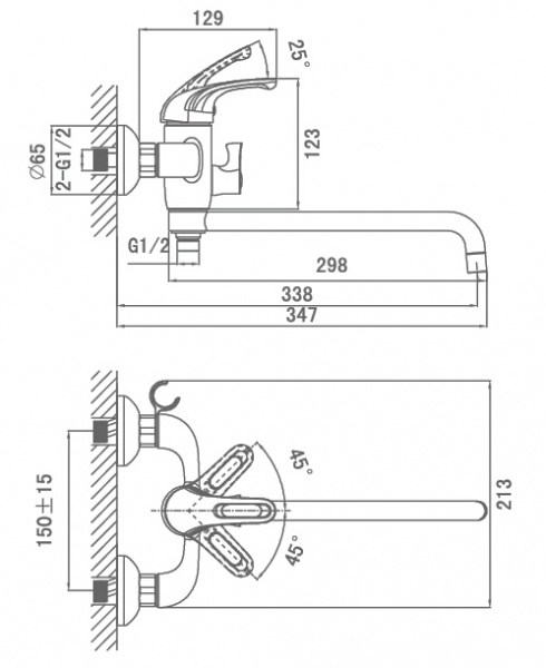 Смеситель для ванны с душем D&K Eucharius Rhein DA1373301 фото