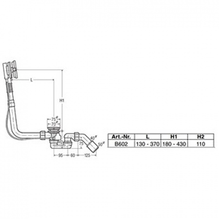 Слив-перелив для ванны Bette B602-901 удлиненный фото