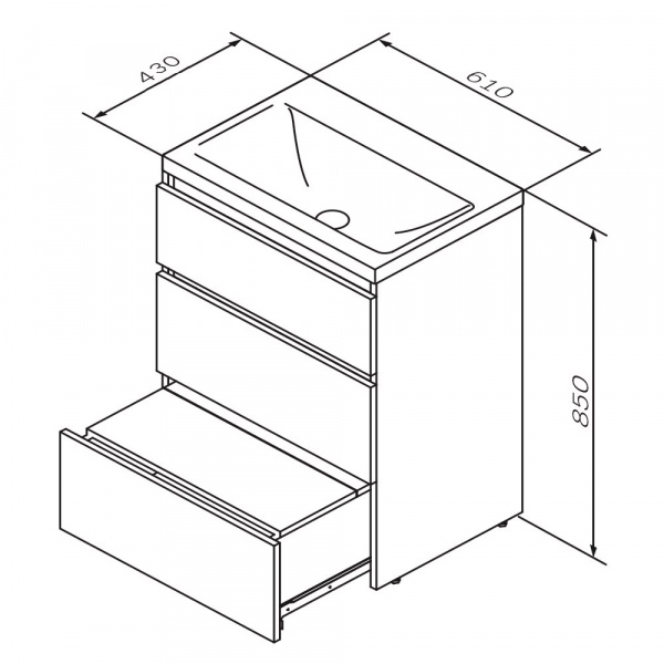 Тумба под раковину напольная AM.PM GEM S M91FSX0602GM графит матовый 60 см фото
