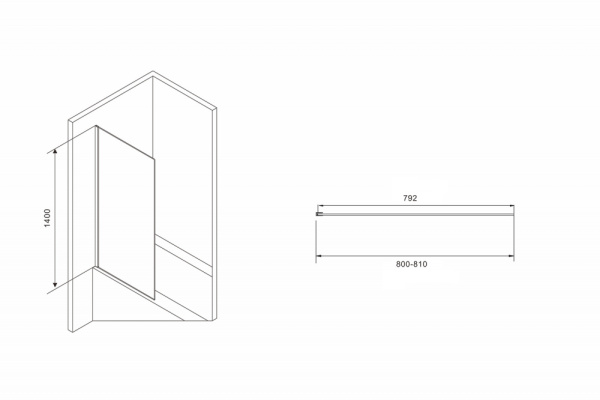 Шторка на ванну ABBER Immer Offen AG71080B 80 см фото