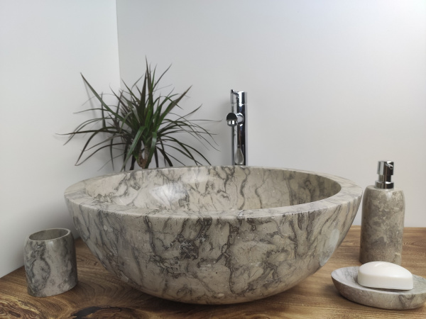 Раковина из мрамора Indo Bowl Grey Doreng Big BM-00022 фото