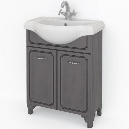 Тумба под раковину Kaksa Патина 004486 65 см серый с черным фото