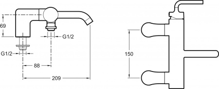 Смеситель на борт ванны Jacob Delafon Purist E14500-4A-CP фото