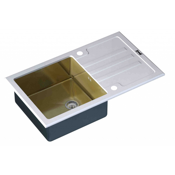 Мойка кухонная Zorg Inox Glass GL-7851-WHITE-BRONZE фото