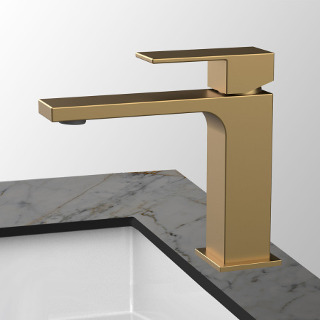 Смеситель для раковины Vincea Cube VBF-1C01BG брашированное золото фото