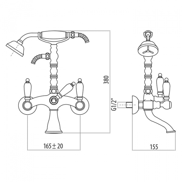 Смеситель для ванны с душем Gattoni Vivaldi lever 1300113VO.GRbr бронза фото