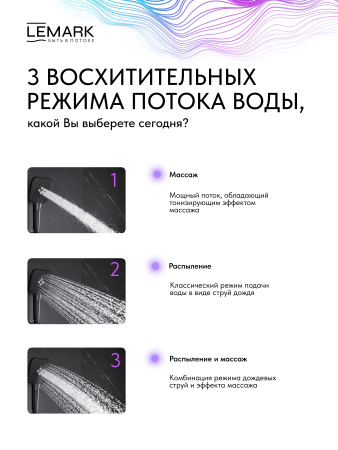 Термостатический смеситель для душем Lemark Valday LMF-8144B-BL черный матовый фото