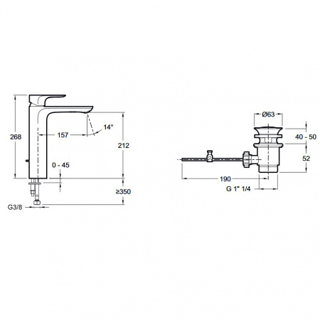 Высокий смеситель для раковины Jacob Delafon Aleo E72298-4-CP фото