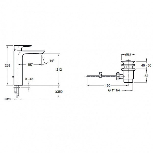 Высокий смеситель для раковины Jacob Delafon Aleo E72298-4-CP фото