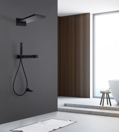 Душевая система скрытого монтажа Abber Rund AF8753B черная матовая фото