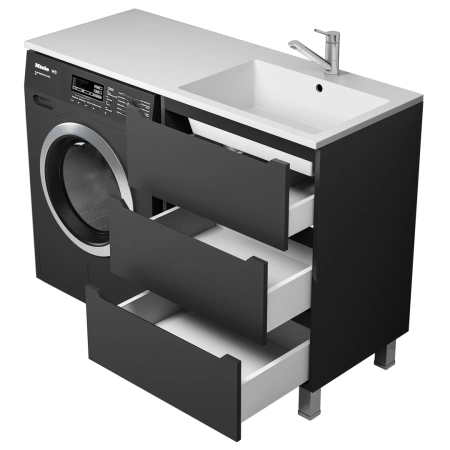 Тумба под стиральную машину Uperwood Tanos 120 TTanosVMF60B3 черная матовая фото