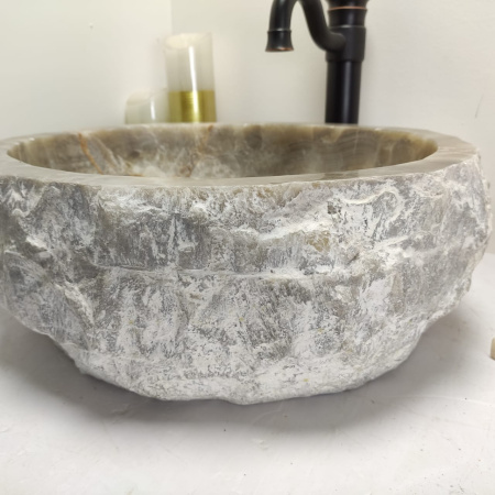 Накладная раковина из оникса Erozy Grey EO-00600 (49*42*15см) фото