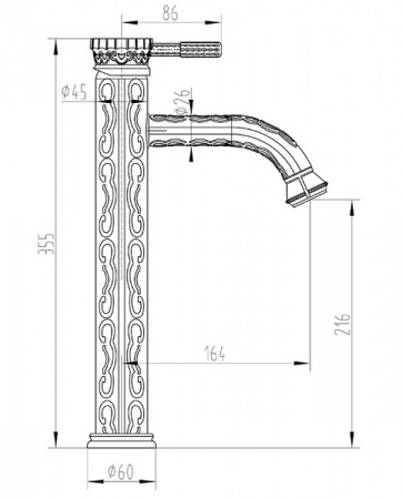 Высокий смеситель для раковины Zorg Antic A 121U-BR фото