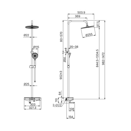 Душевая система Iddis Shelfy SHEWTBTi06 белая матовая фото