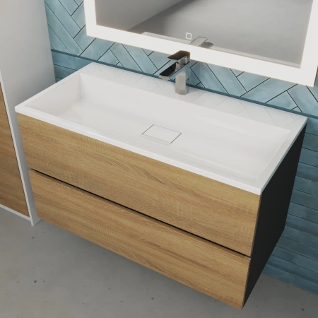 Тумба под раковину Uperwood Barsa 90 2937205253 черная/дуб сонома фото