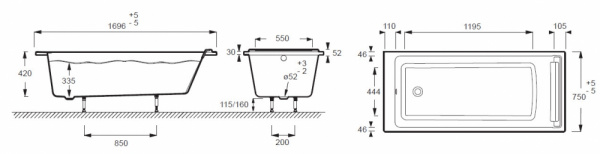 Акриловая ванна Jacob Delafon Spacio E6D010RU-00 170x75 фото