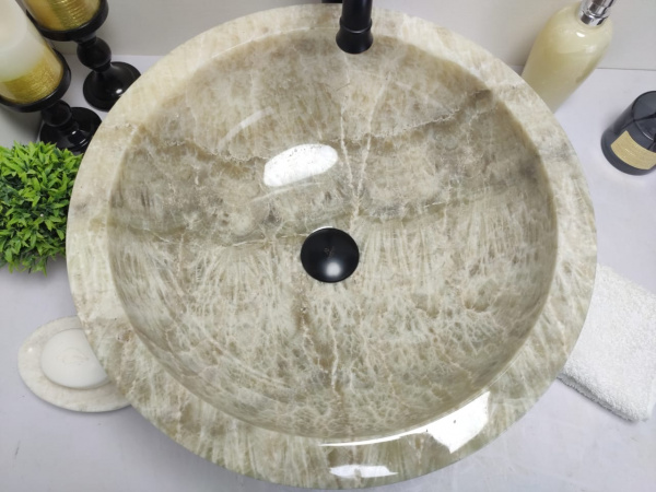 Накладная раковина из оникса Indo Bowl Green Medium BO-00006 фото