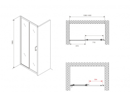 Душевая дверь ABBER Schwarzer Diamant AG30140B5 140 см фото