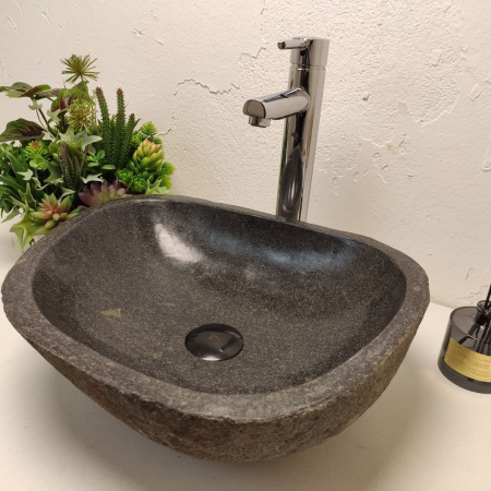 Накладная раковина из речного камня RS01253 (44*37*15) фото