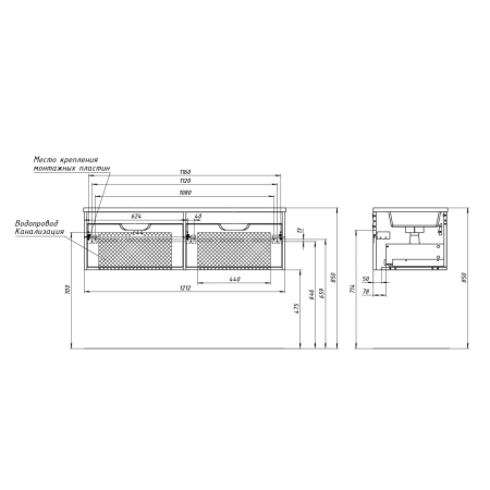 Тумба под двойную раковину Uperwood Modul 120 TModul120B черная фото