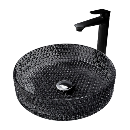 Накладная раковина стеклянная Abber Glas AK2301B 39x39 черная фото