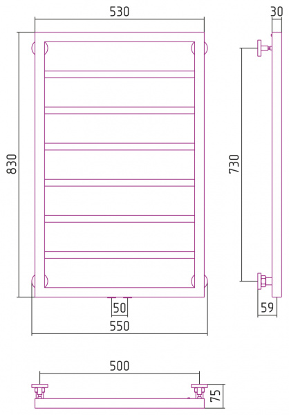 Водяной полотенцесушитель Сунержа Канцлер 80х50 00-0254-8050 фото