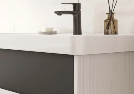 Тумба под раковину Акватон Ар-Деко 85 1A280401DD8D0 серый кобальт фото