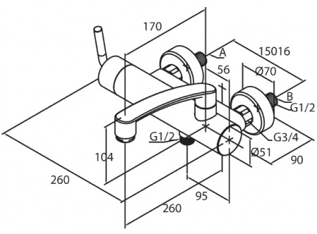 Смеситель для ванны с душем Damixa Arc new 291007464 фото