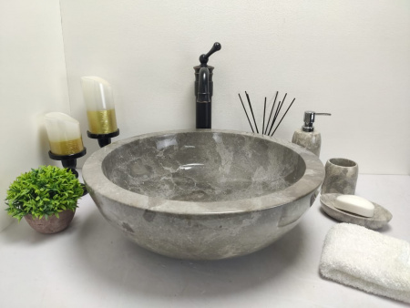 Раковина из мрамора Indo Bowl Grey Medium BM-00026 фото