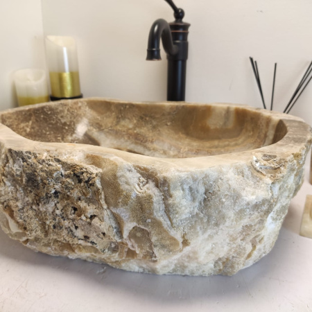 Накладная раковина из оникса Erozy Grey EO-00639 (53*42*15см) фото