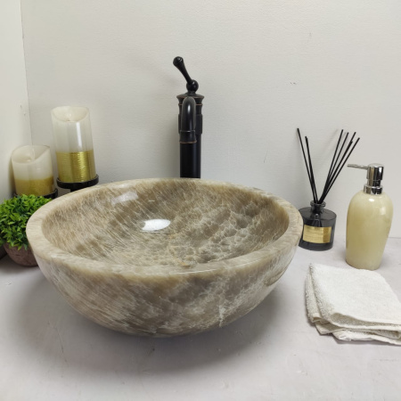 Накладная раковина из оникса Bowl Grey Small BO-00581 (1.9см) (40*40*15см) фото