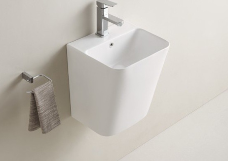 Раковина-моноблок подвесная CeramaLux 500QMW 38x44 белая матовая фото