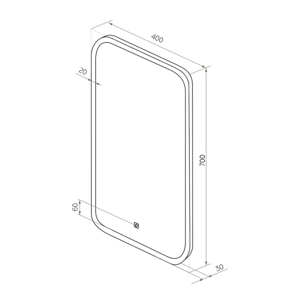 Зеркало SINTESI  JORNO 40 с LED-подсветкой 400х700 SIN-SPEC-JORNO-40 фото