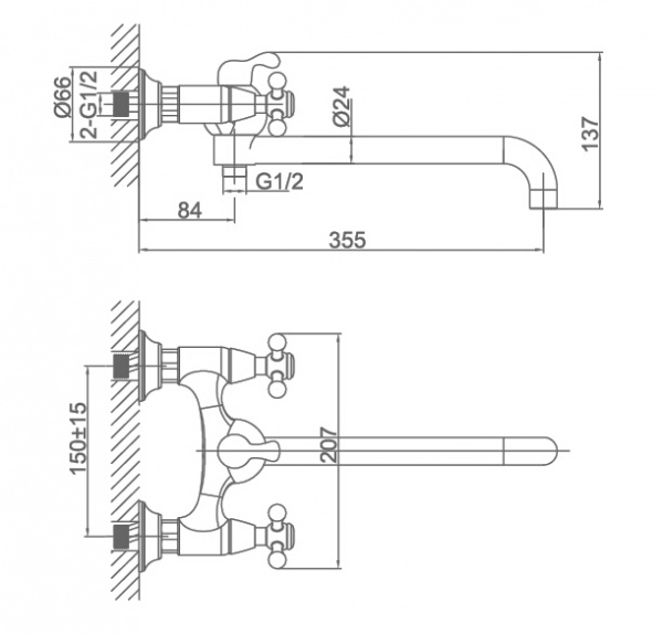 Смеситель для ванны с душем D&K Hessen Hercules DA1423341 фото