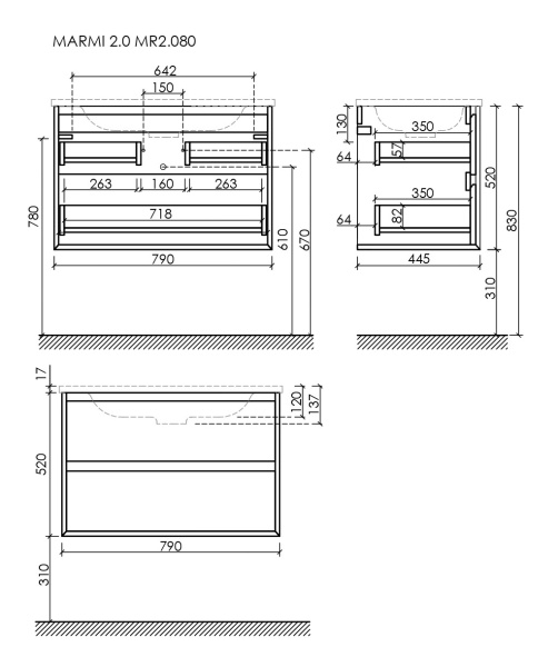Тумба под раковину Sancos Marmi 2.0 MR2.080ECH дуб чарльстон фото