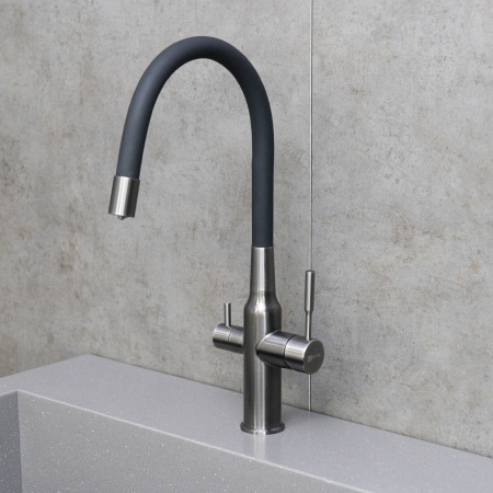 Смеситель для кухни с подключением к фильтру Lemark Expert LM5083GMN-Black фото