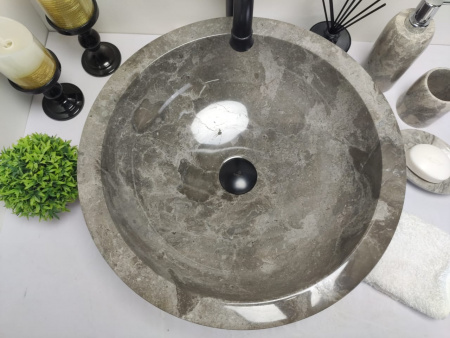 Раковина из мрамора Indo Bowl Grey Medium BM-00026 фото