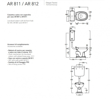 Унитаз со средним бачком AR812 bi Simas Arcade AR801bi золото фото