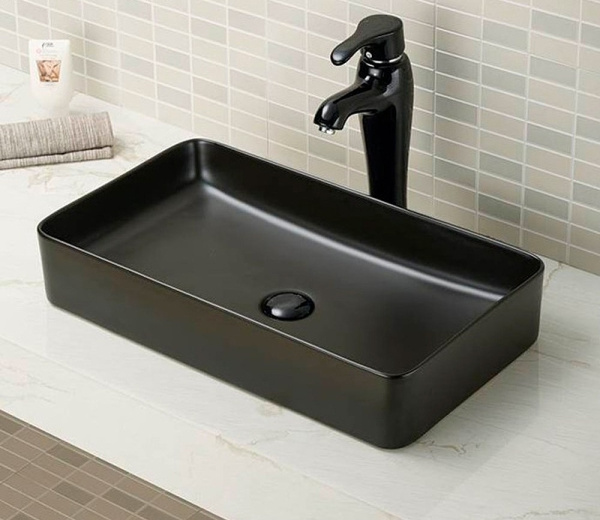 Накладная раковина CeramaLux NC 9396-1МВ 60x35 черная матовая фото