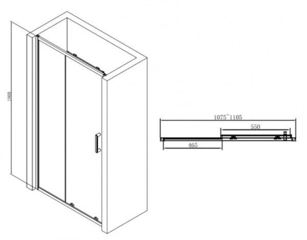 Душевая дверь Abber Schwarzer Diamant AG30110B 110 см фото