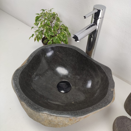 Накладная раковина из речного камня RS0956 (42*37*15) фото