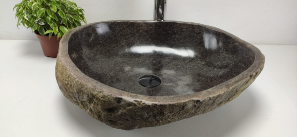 Накладная раковина из речного камня RS0825 (53*44*15) фото