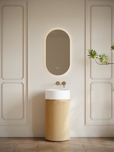 Тумба с раковиной AltroBagno Чиа (Chia) 450 ALTROBAGNOChia450NaturalOak/MatteWhite фото