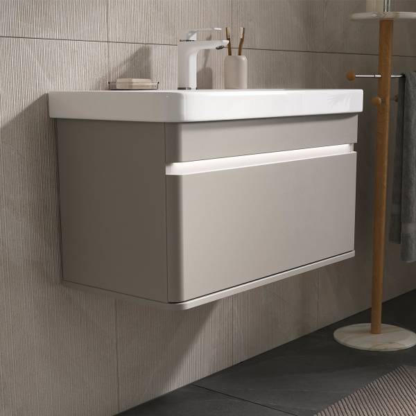 Тумба под раковину с подсветкой EQUIL Elegante 80 tpELGNT80.1Y (9595)-25.27 амарок/белый  фото