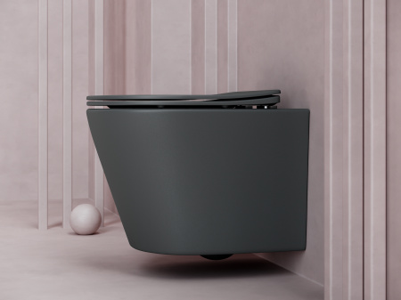 Унитаз подвесной безободковый Ceramica Nova Balearica CN6000MDH темный антрацит матовый фото