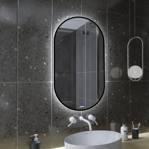 Зеркало с сенсорным выключателем Grossman  NERO-промо BLACK 24601002 60x100 черное фото